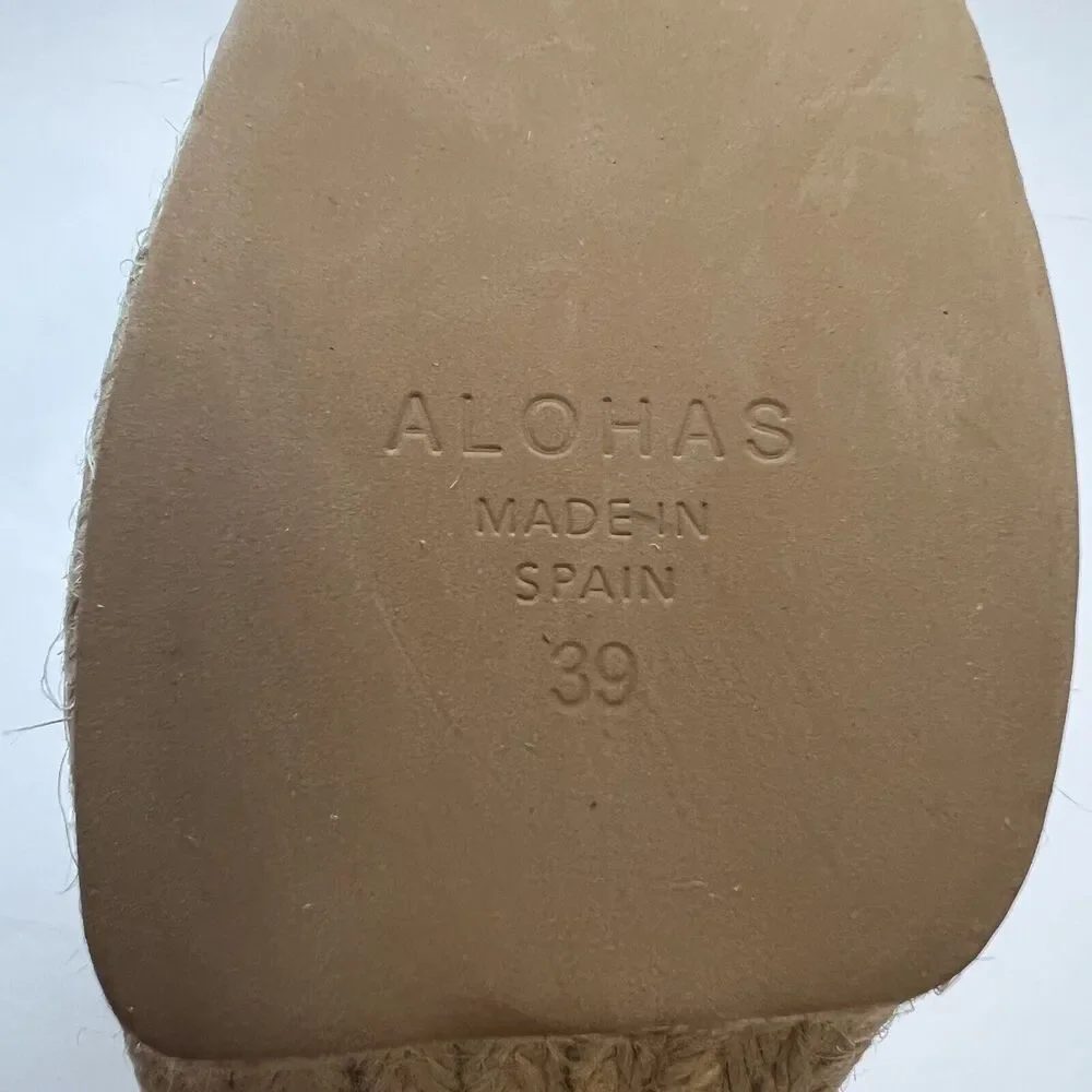 Alohas Cream‎ Piko Leather Espadrilles Size 39 New